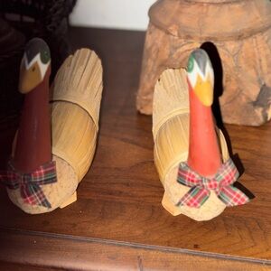 Pair of Handcrafted Seagrass Ducks